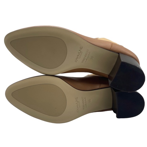 Kahmune Women's Boots Mila Nappa Leather Ankle Heeled Chelsea Neutral Winter NEW - Picture 9 of 11